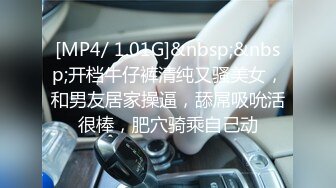 [MP4/ 1.01G]&nbsp;&nbsp;开档牛仔裤清纯又骚美女，和男友居家操逼，舔屌吸吮活很棒，肥穴骑乘自己动