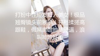 打扮中性短发新人美女！极品翘臀镜头前展示！开档揉搓高跟鞋，假屌磨蹭抽插骚逼，浪叫呻吟好听